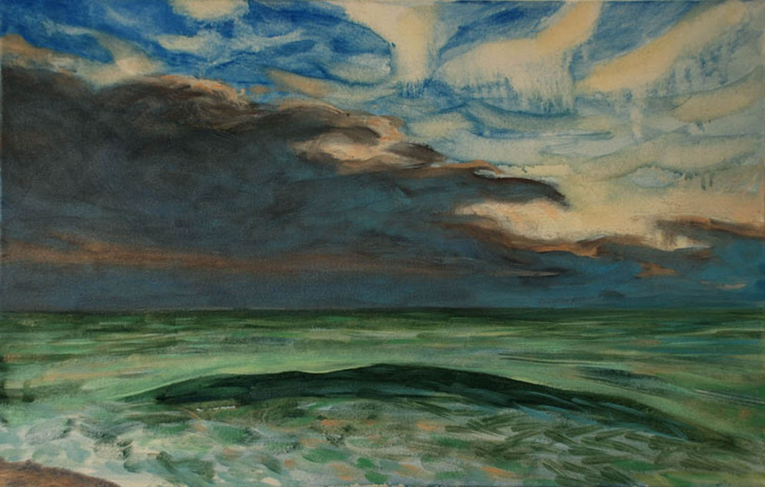 Storm at Seaside, Green Wave, oil on canvas