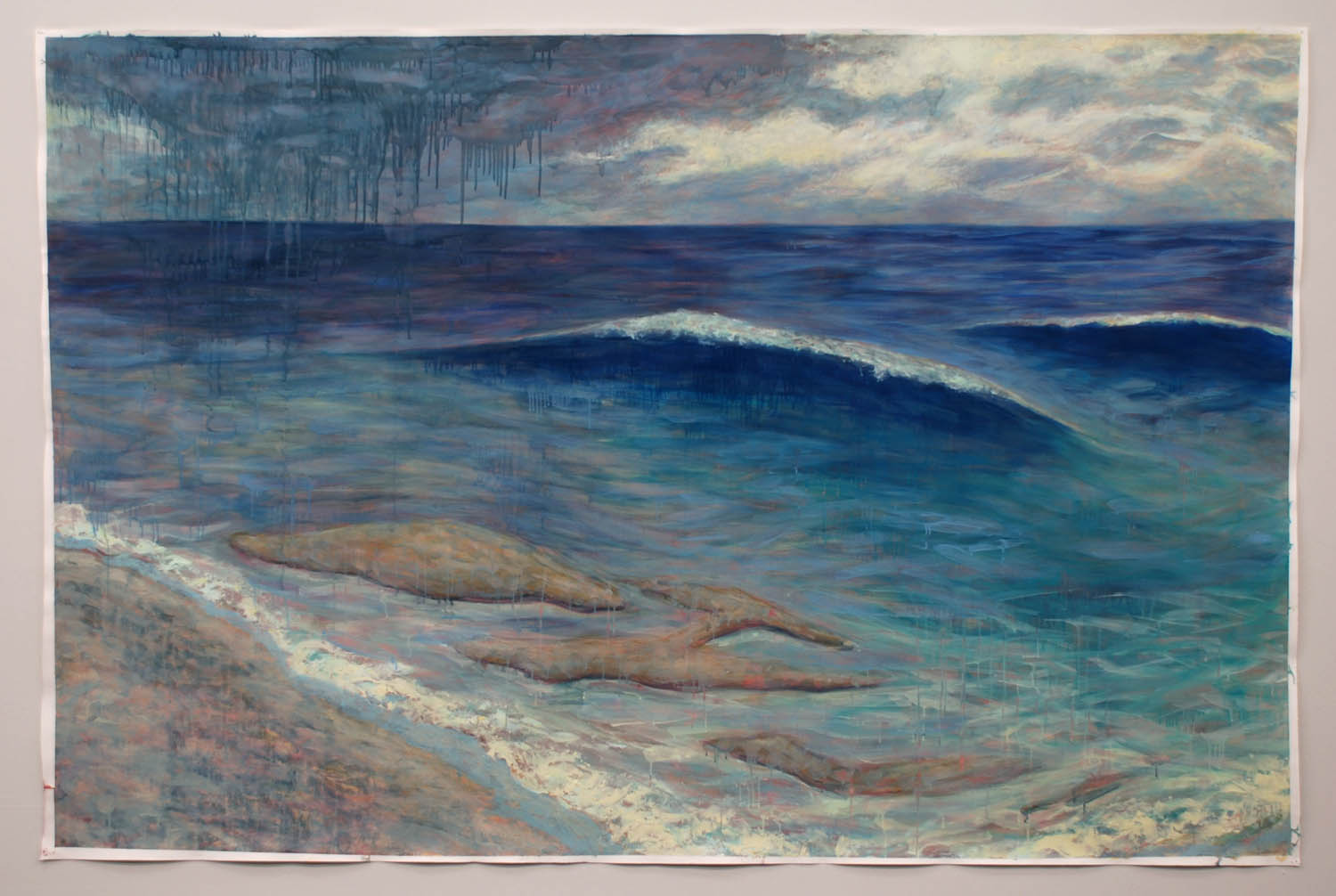 Monk by the Sea, watercolor and oil on paper