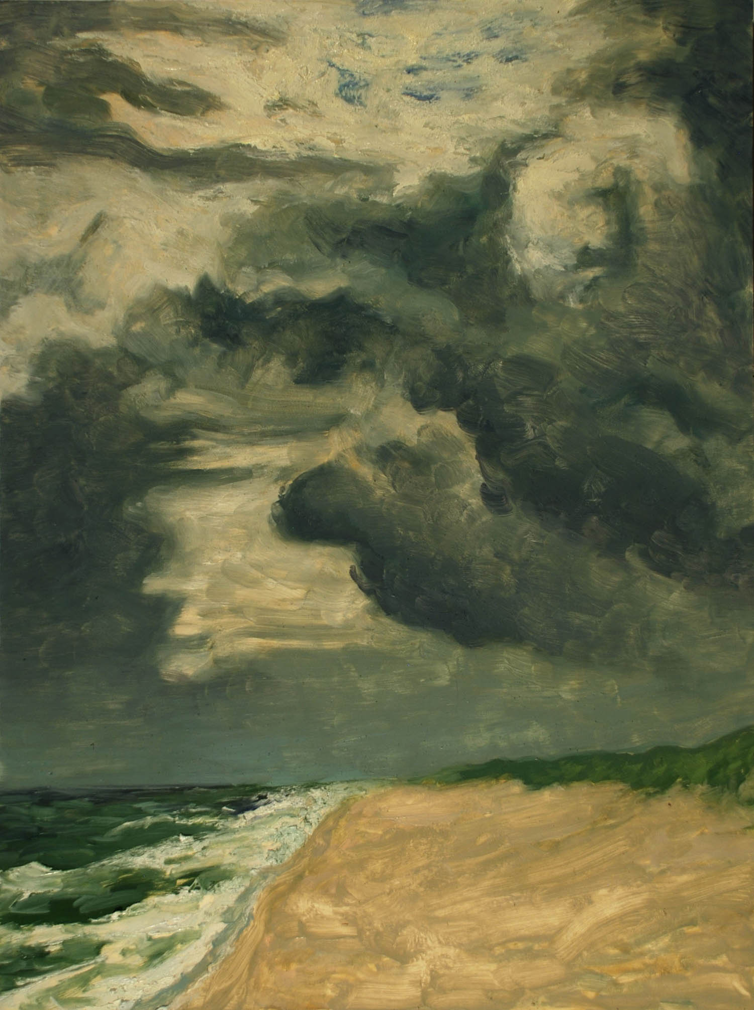 Storm at Seaside, Facing South , oil on panel