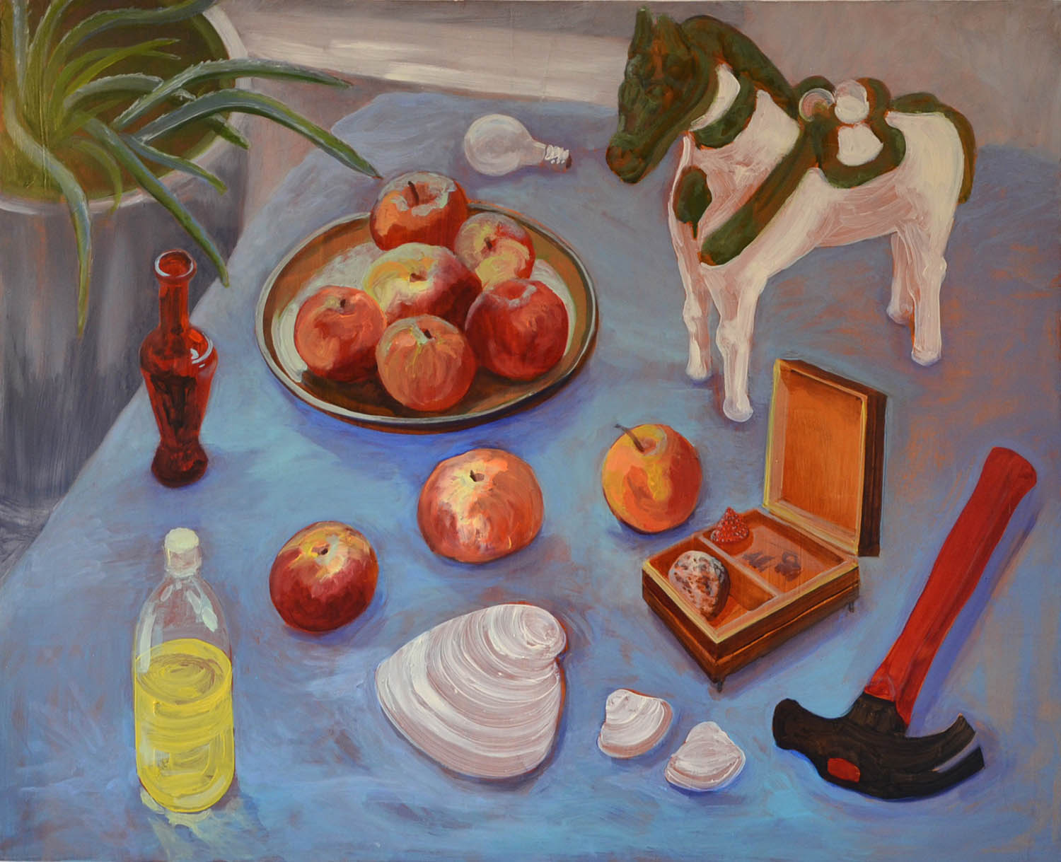 Apples, oil on wood