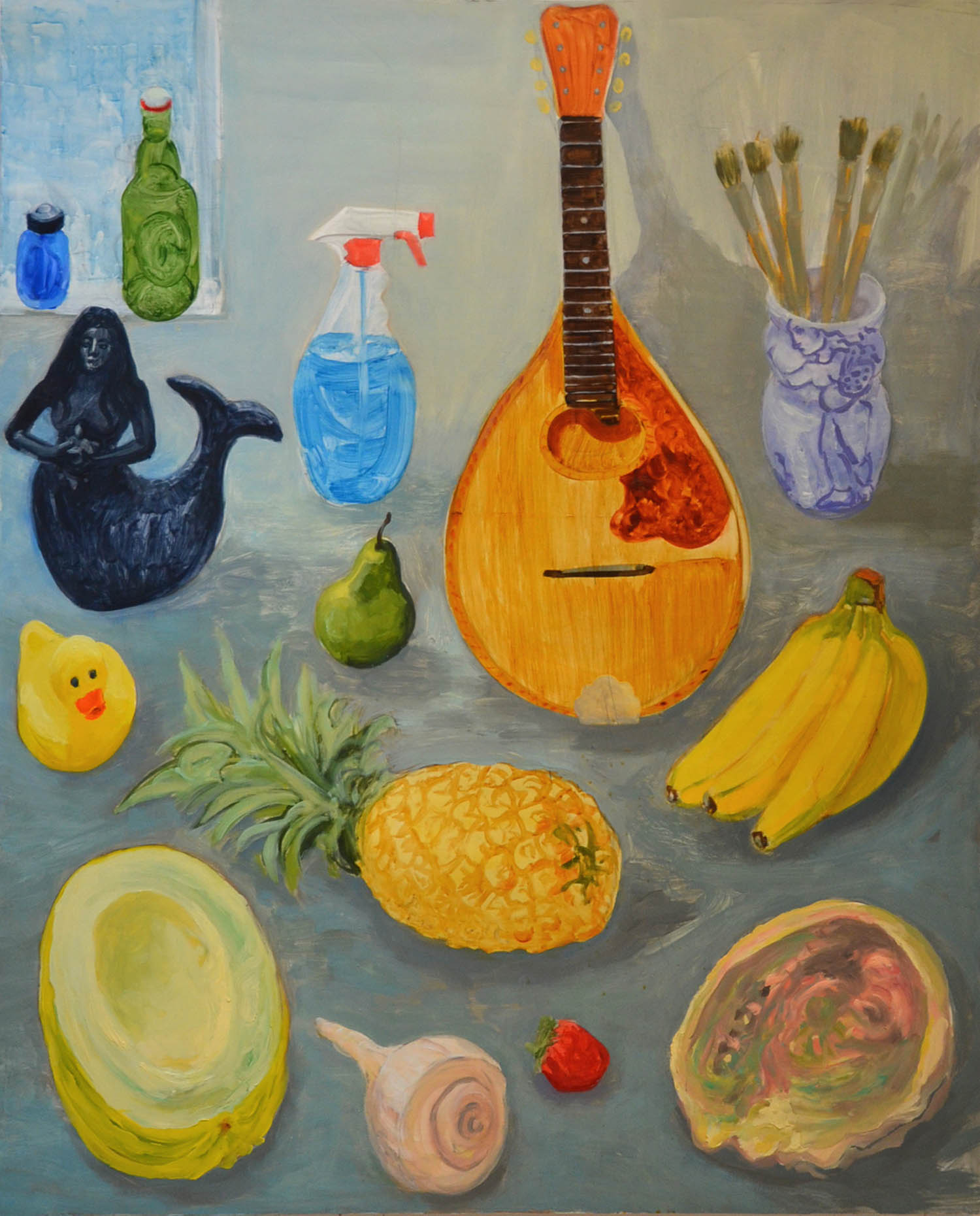 Bananas, oil on wood